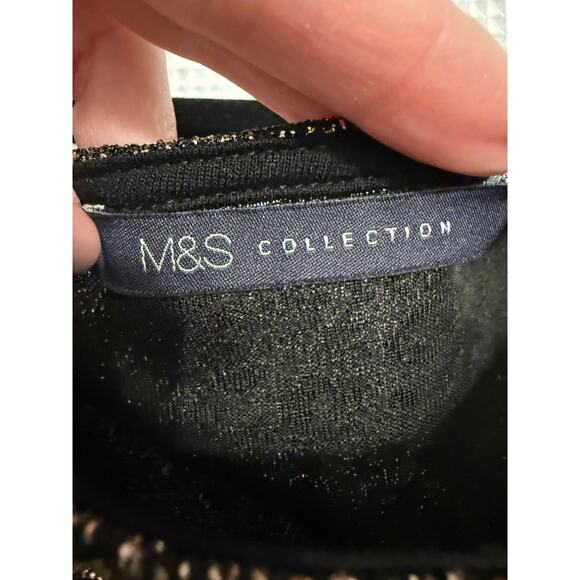 M&S Collection Women’s Copper Glitter Glam Bell Sleeve Boat Neck Drape Neck Lg - Picture 6 of 12